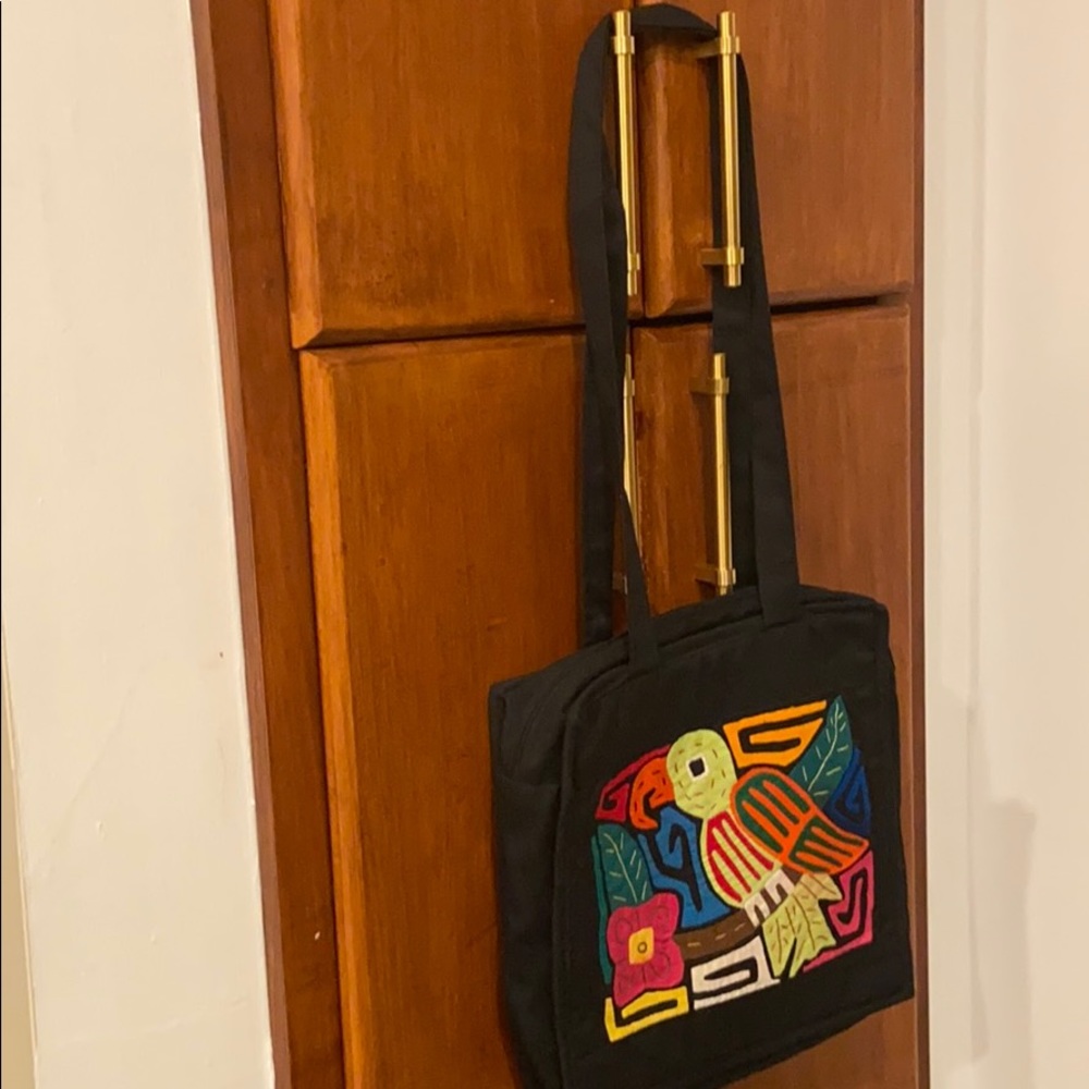 Funky Patchwork toucan multi color tote